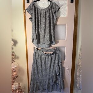 LC Lauren Conrad Blue Floral Skirt Set